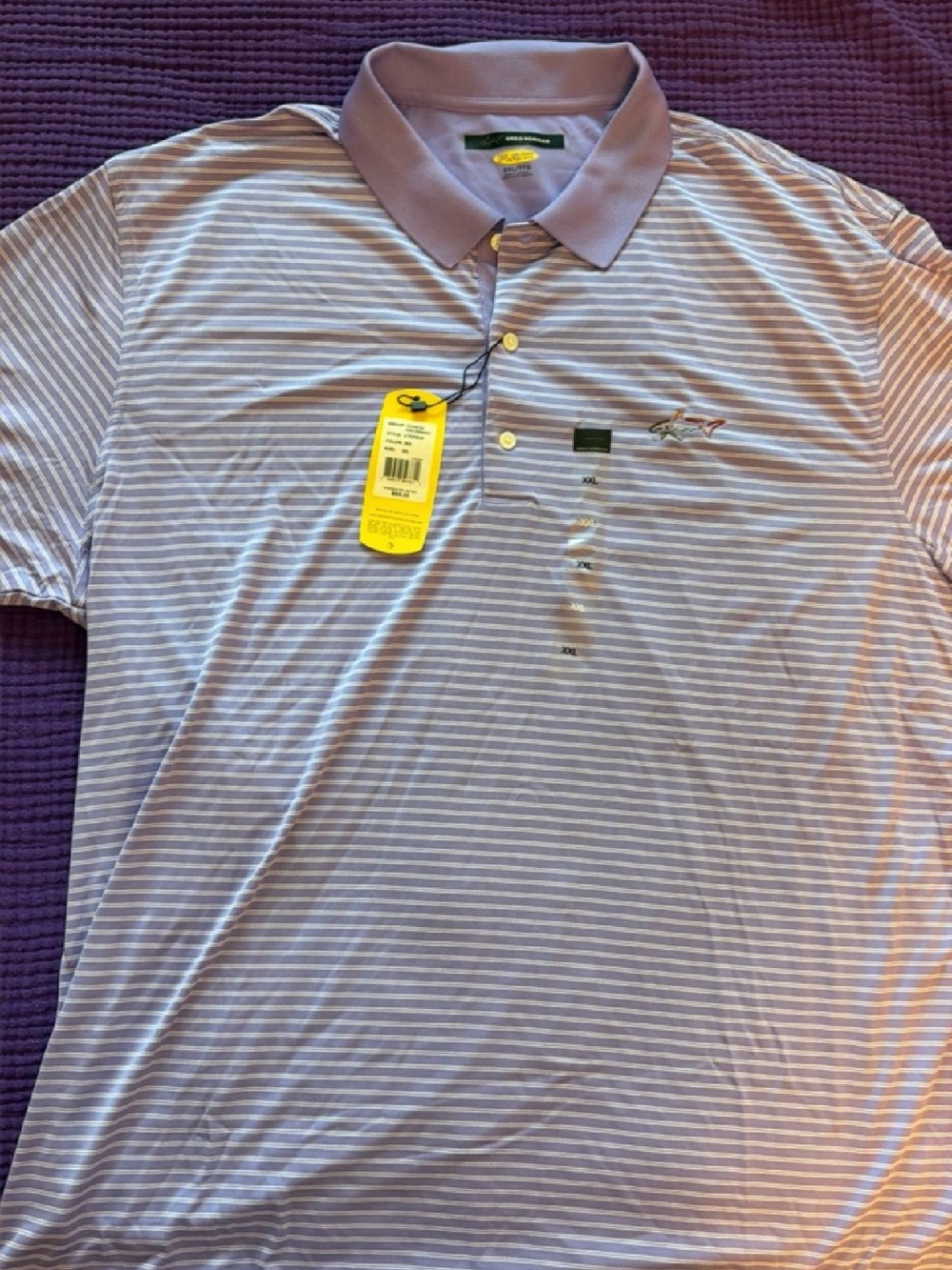 Greg Norman Collection Men’s Lavender and White Striped Polo